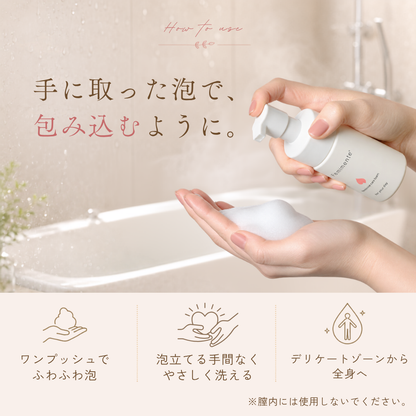ワンプッシュでふわふわ泡、全身に使える
